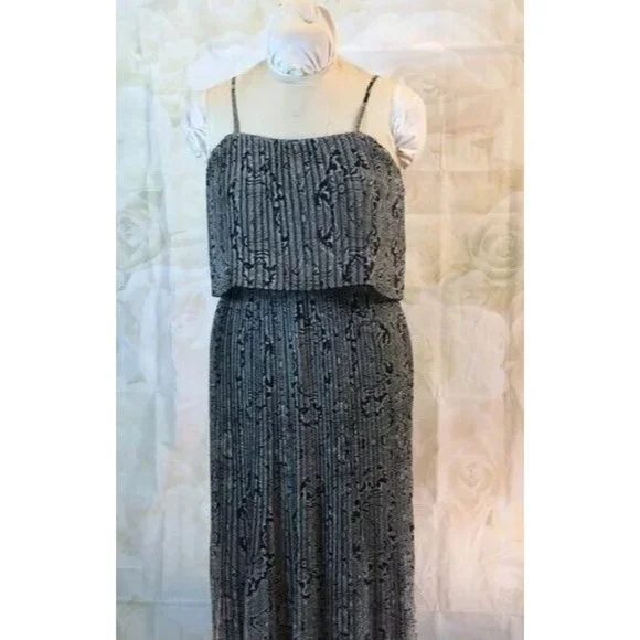 strapless open back dress Adrianna Papell Boat Neck Keyhole Front Sleeveless Embellished Shoulder Blouson  Pleated Zipper Back Slit Front Crepe Dress main image 0